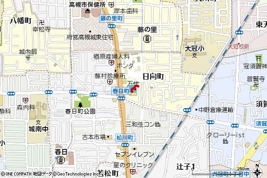 高槻春日店付近の地図